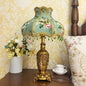 Traditional European Vintage Floral Texture Fabric Pleated Resin Base 1-Light Table Lamp For Home Office