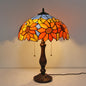 Traditional Tiffany Stained Glass Peacock Sunflower Resin Base 2-Light Table Lamp For Study