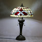 Traditional Tiffany Resin Glass Dome Hemispheric Flower 2-Light Table Lamp For Bedside