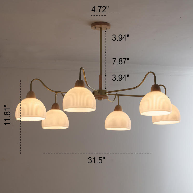 Nordic Glass & Wood Chandelier