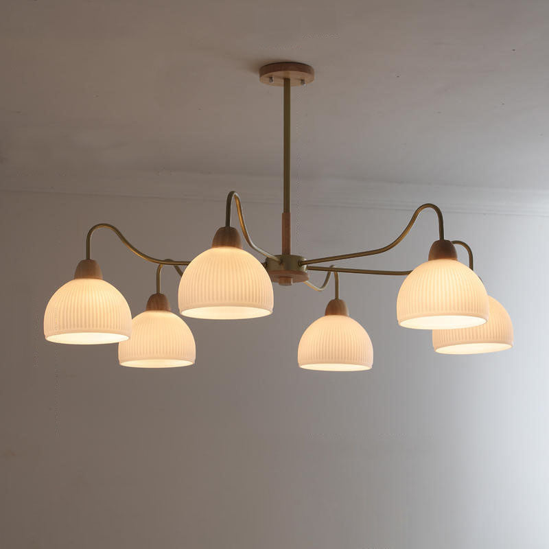 Nordic Glass & Wood Chandelier