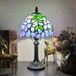 Traditional Tiffany Alloy Glass Dome Flower 1-Light Table Lamp For Bedside