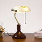 Vintage Wood & Glass Bank Table Lamp