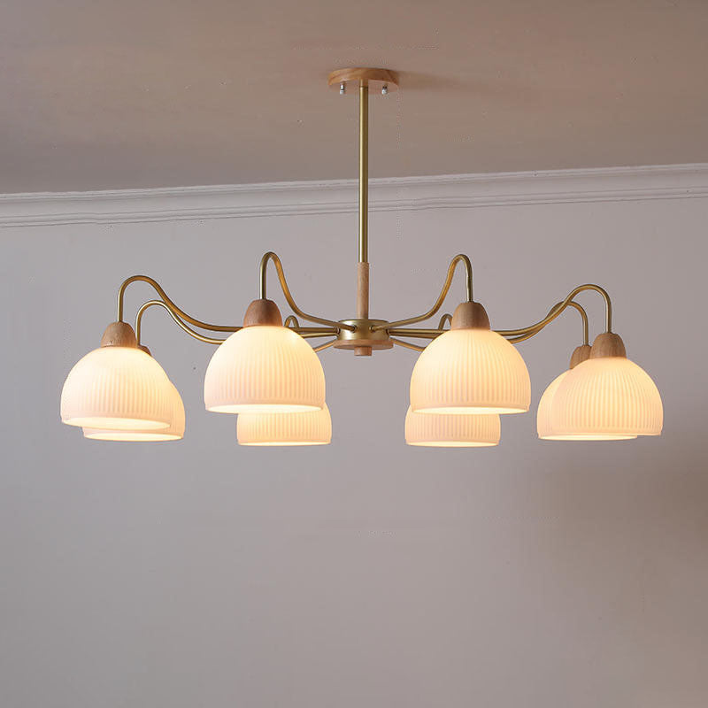 Nordic Glass & Wood Chandelier