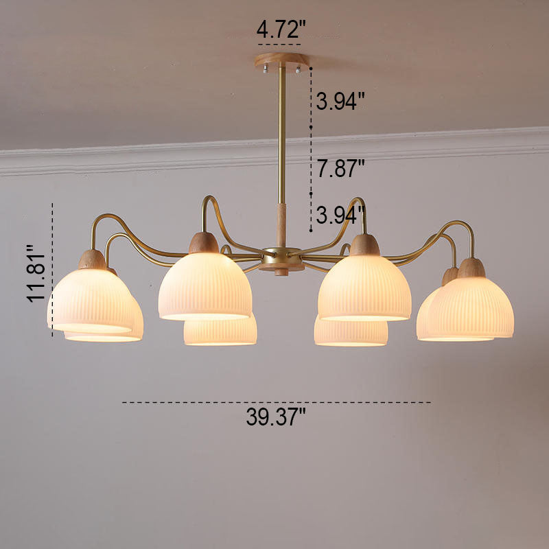 Nordic Glass & Wood Chandelier