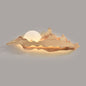 Traditional Chinese Wood Landscape LED Wall Sconce Lamp For Living Room