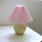 Contemporary Retro Pleated Fabric Round Ceramic Base 1-Light Table Lamp For Bedroom