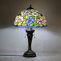 Traditional Tiffany Resin Glass Dome Hemispheric Flower 2-Light Table Lamp For Bedside