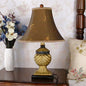 Traditional European Orb Stripe Carved Base Resin Fabric 1-Light Table Lamp For Bedroom
