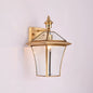European Modern Luxury Hexagonal Lantern Brass Glass Waterproof 1-Light Outdoor Wall Sconce Lamp