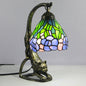 Traditional Tiffany Leopard Ladder Flower Cup Iron Glass 1-Light Table Lamp For Bedroom