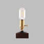 Contemporary Retro Square Base Elliptical Bulb Aluminium Copper Walnut 1-Light Table Lamp For Bedside