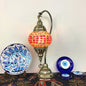 Traditional Vintage Handmade Stained Glass Metal Jar Swan 1-Light Table Lamp for Living Room