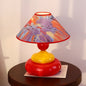 Traditional Vintage Iron Fabric Conic Round Pastel 1-Light Table Lamp For Bedside