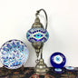 Traditional Vintage Handmade Stained Glass Metal Jar Swan 1-Light Table Lamp for Living Room