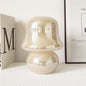 French Cream Handmade Glass Mushroom 1-Light Table Lamp