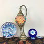 Traditional Vintage Handmade Stained Glass Metal Jar Swan 1-Light Table Lamp for Living Room