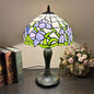 Traditional Tiffany Metal Glass Dome Grape Flower Dragonfly Butterfly 1-Light Table Lamp For Bedside