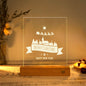 Modern Christmas Rectangular Acrylic Plate Solid Wood USB LED Table Lamp