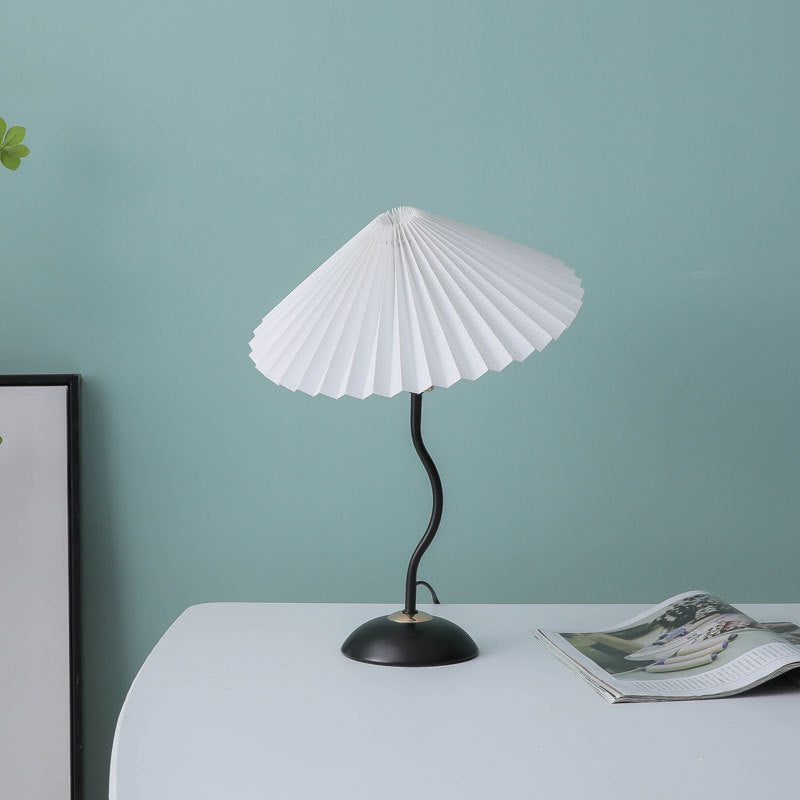 Vintage Danish Pleated Umbrella Bend Base 1-Light Table Lamp