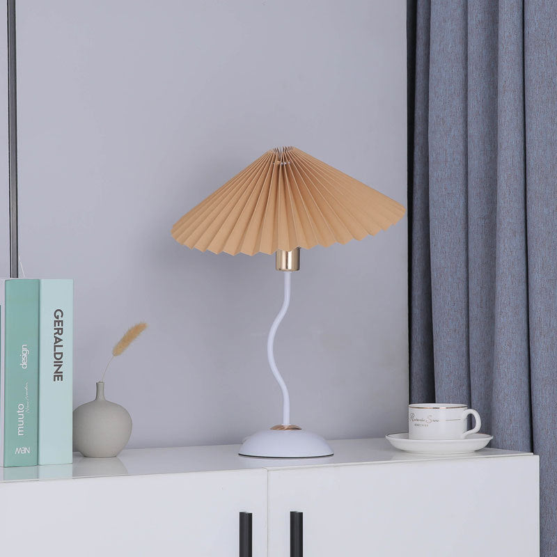 Vintage Danish Pleated Umbrella Bend Base 1-Light Table Lamp