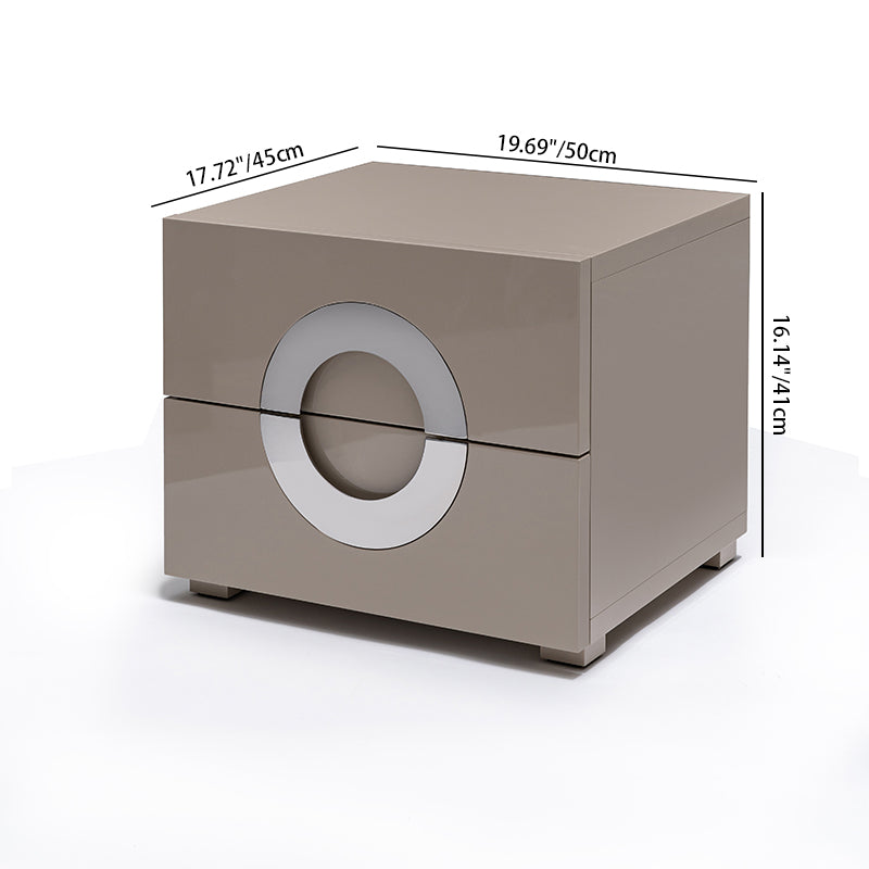 High-Gloss Round Nightstand