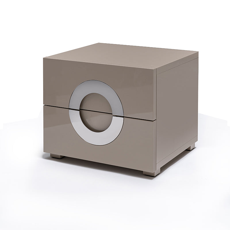 High-Gloss Round Nightstand