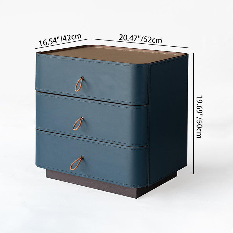 Curved Leather 3-Drawer Nightstand