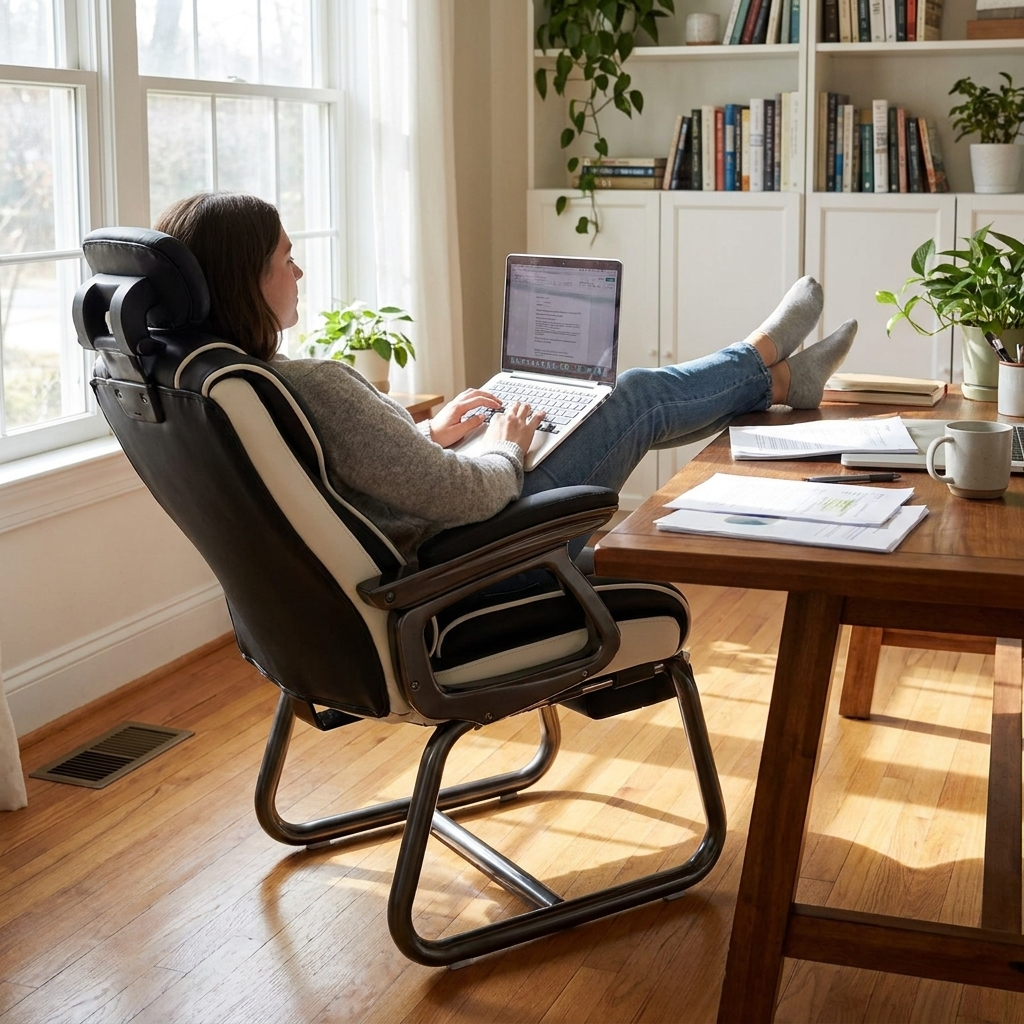 PU leather nylon desk chair lifestyle setting