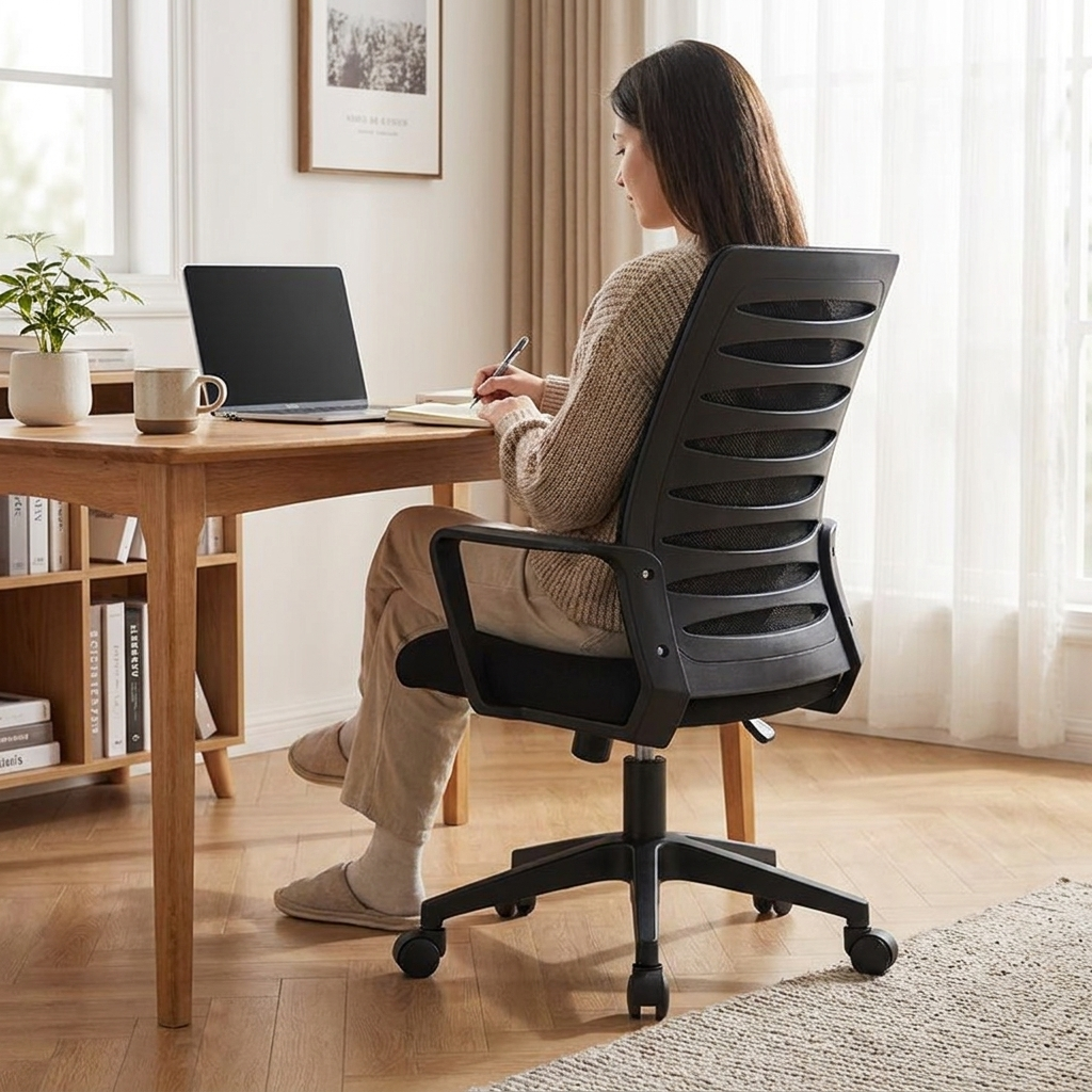 Mesh fabric desk chair lifestyle setting