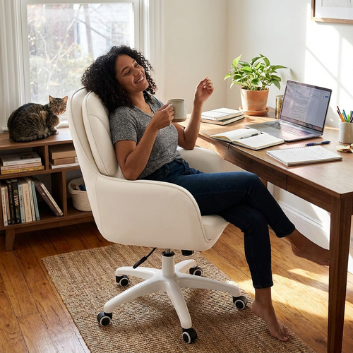 Cat scratch desk chair lifestyle setting