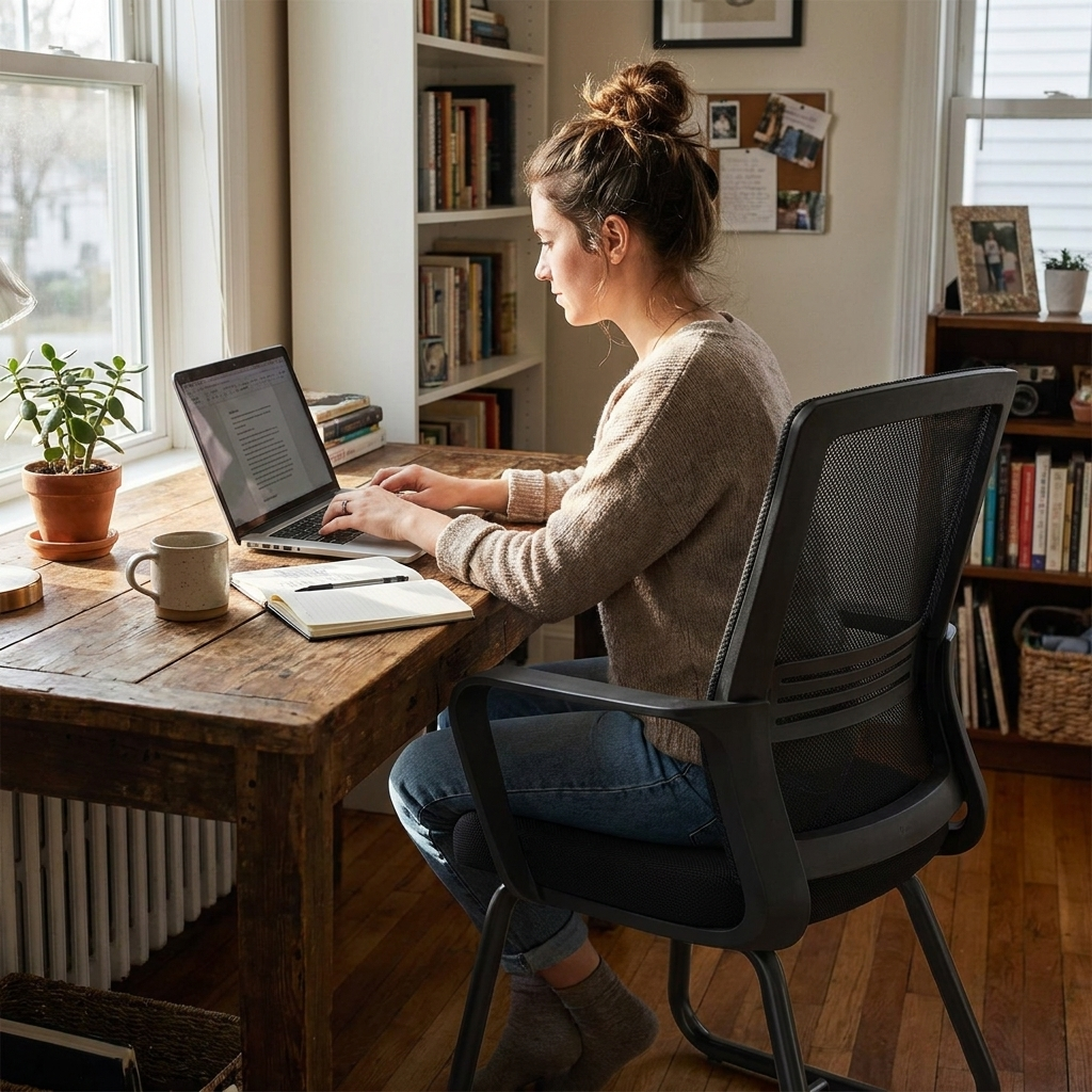 Mesh fabric desk chair lifestyle