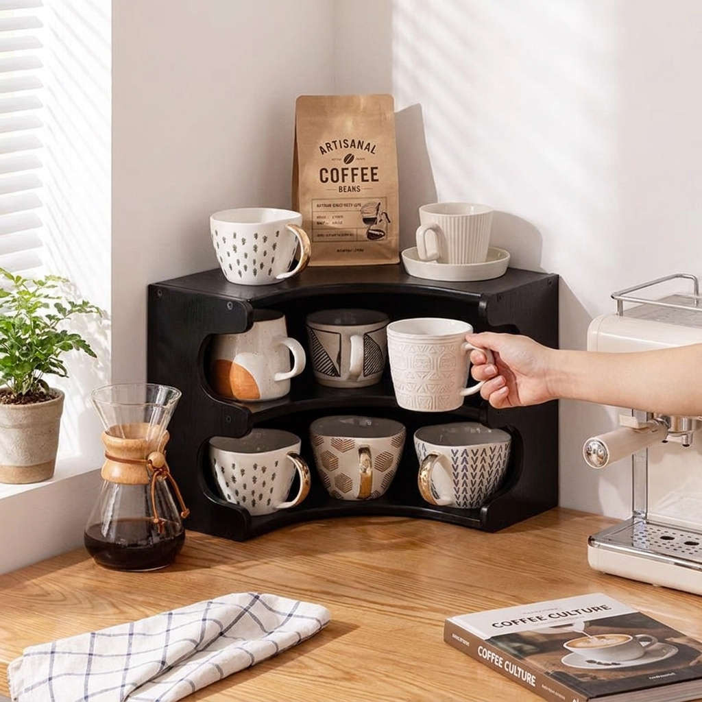 Bamboo storage shelf lifestyle