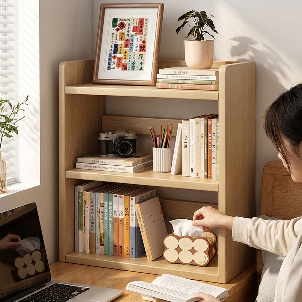 Pine wood storage shelf lifestyle