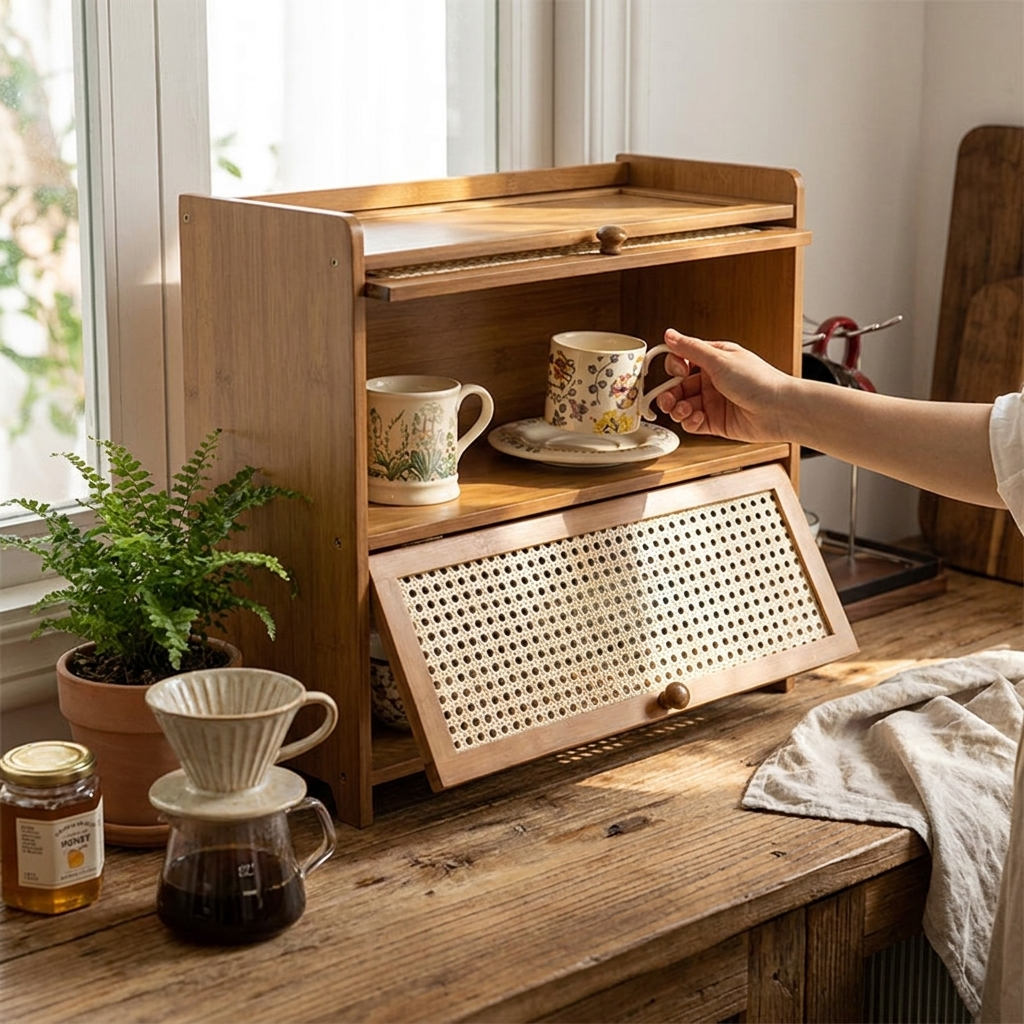 Bamboo MDF desktop shelf lifestyle