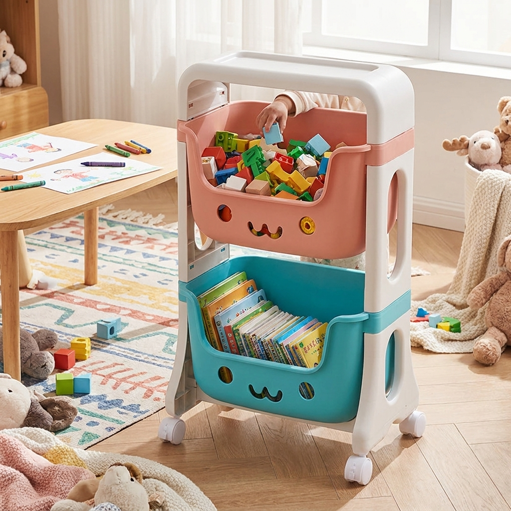 Cat-shaped kids storage shelf lifestyle