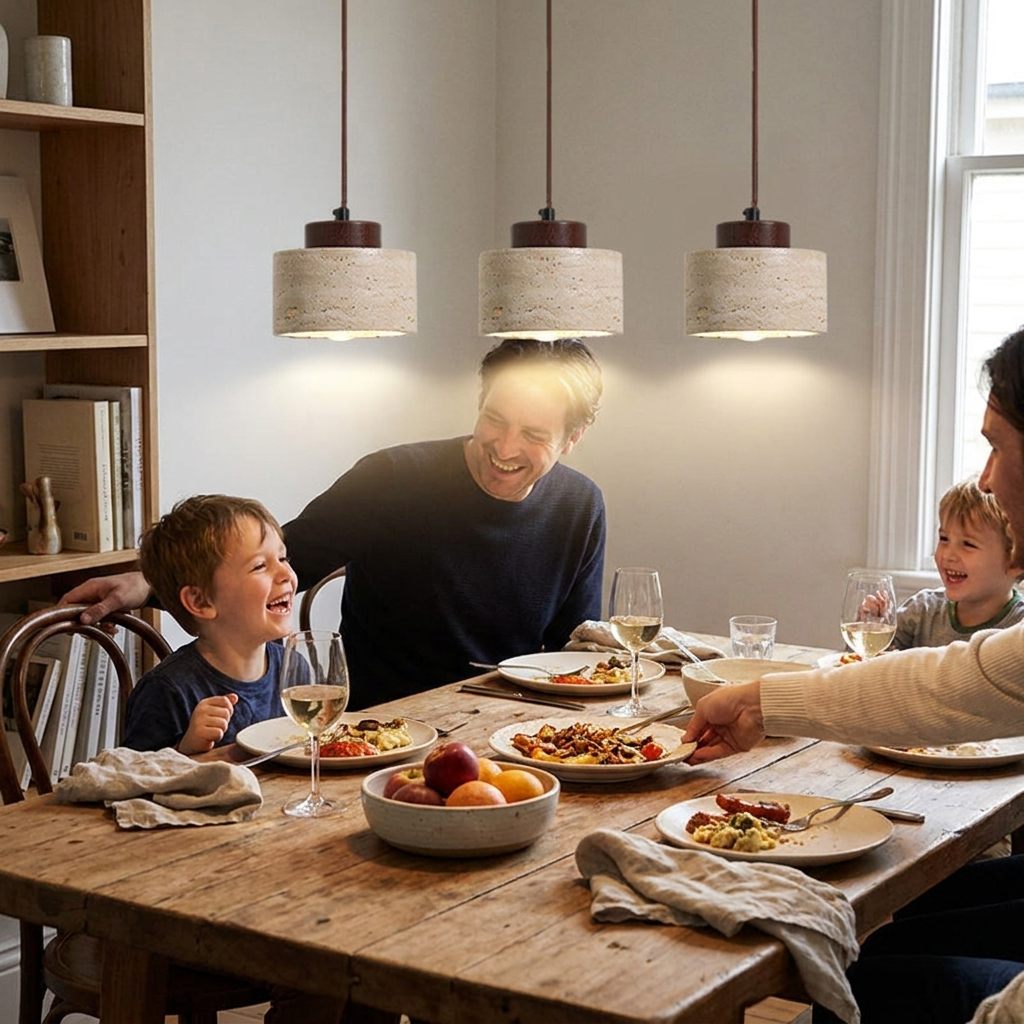Cylinder wood pendant light lifestyle
