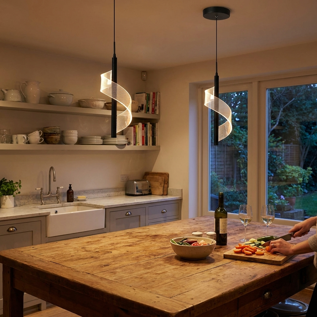 Curved LED pendant light lifestyle