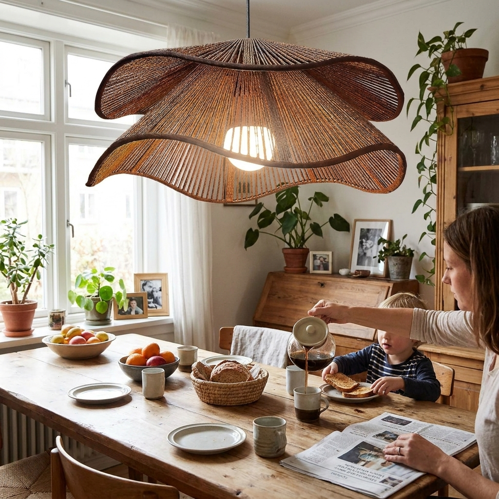 Hemp rope pendant light lifestyle