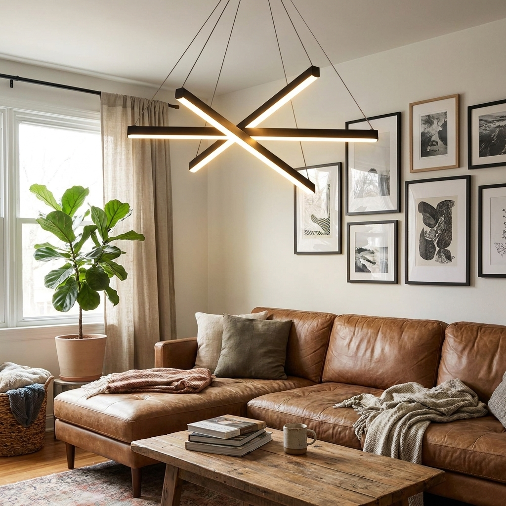 Aluminum acrylic chandelier lifestyle