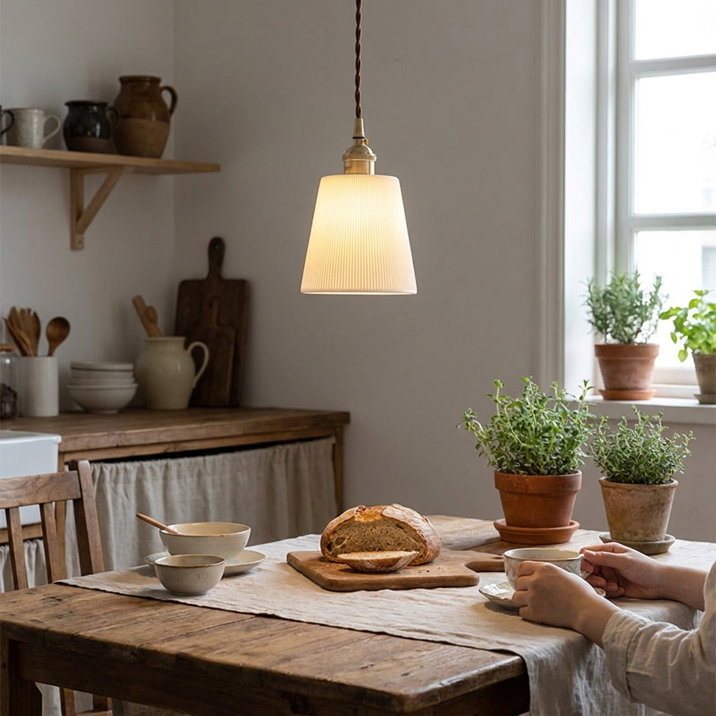 Copper ceramic pendant light lifestyle