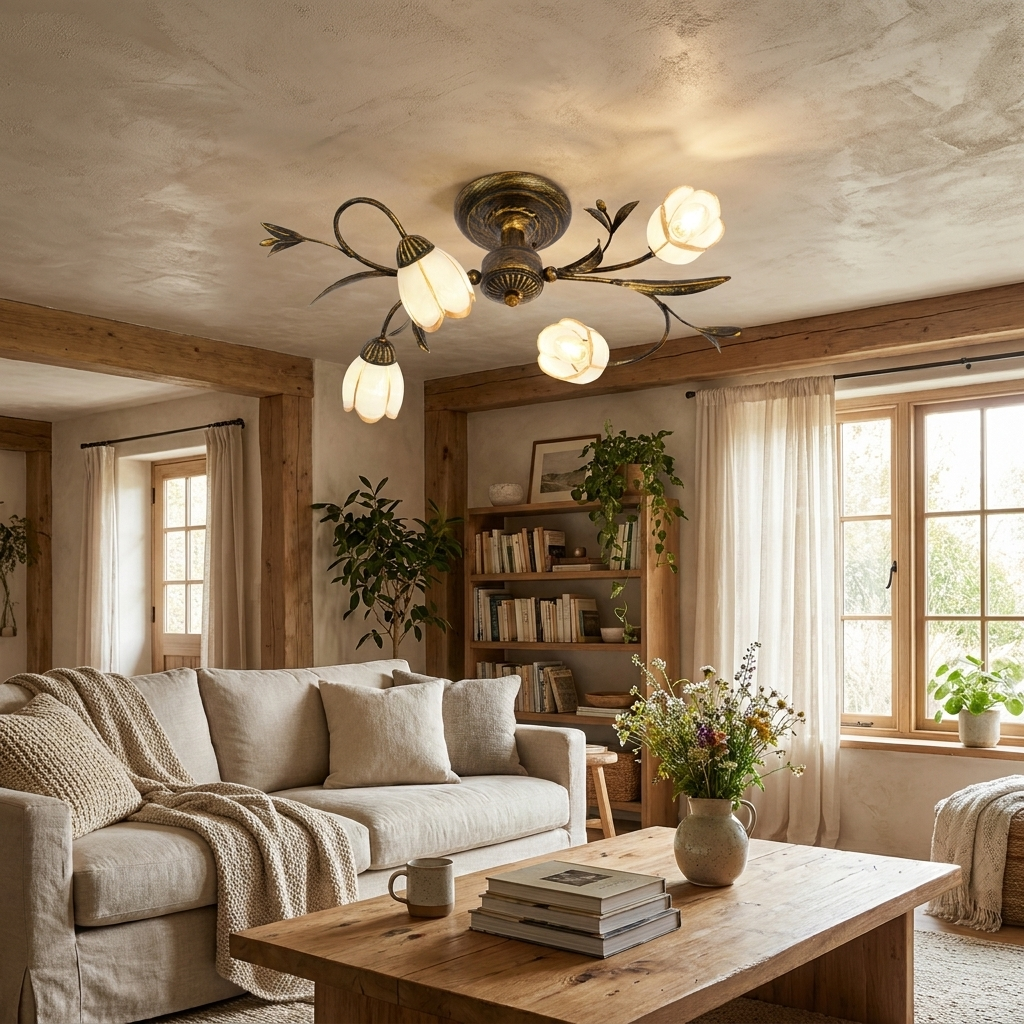 French flower ceiling light lifestyle
