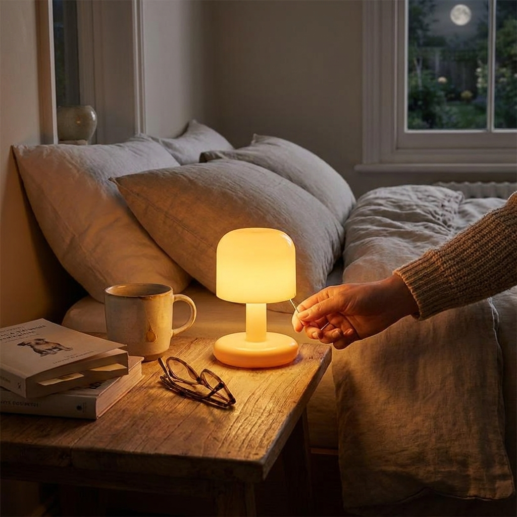 Mushroom table lamp lifestyle