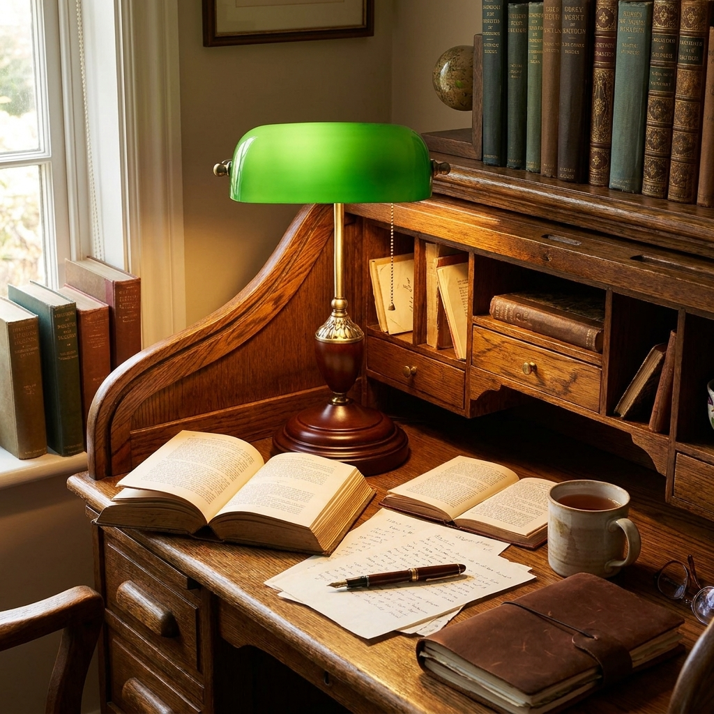 Glass bank table lamp lifestyle