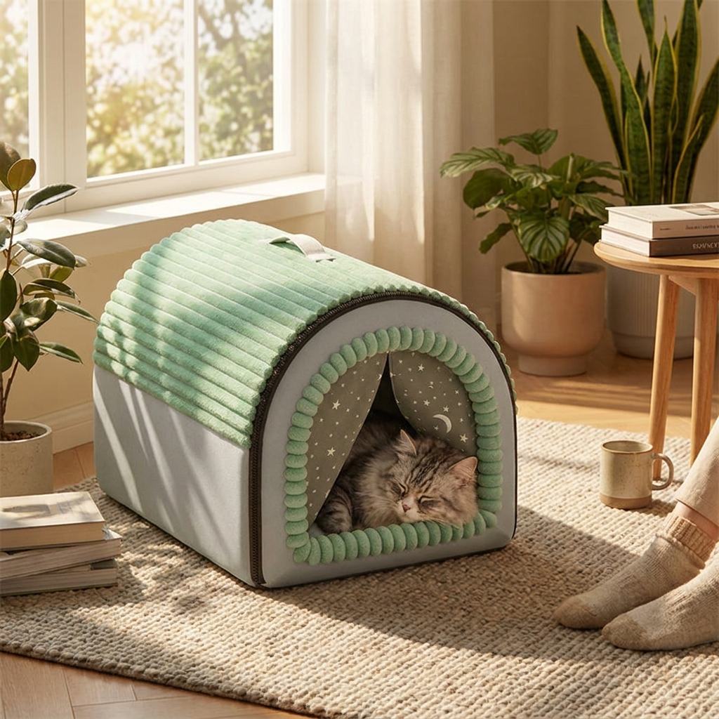 Foldable Velvet Arch Cat Bed
