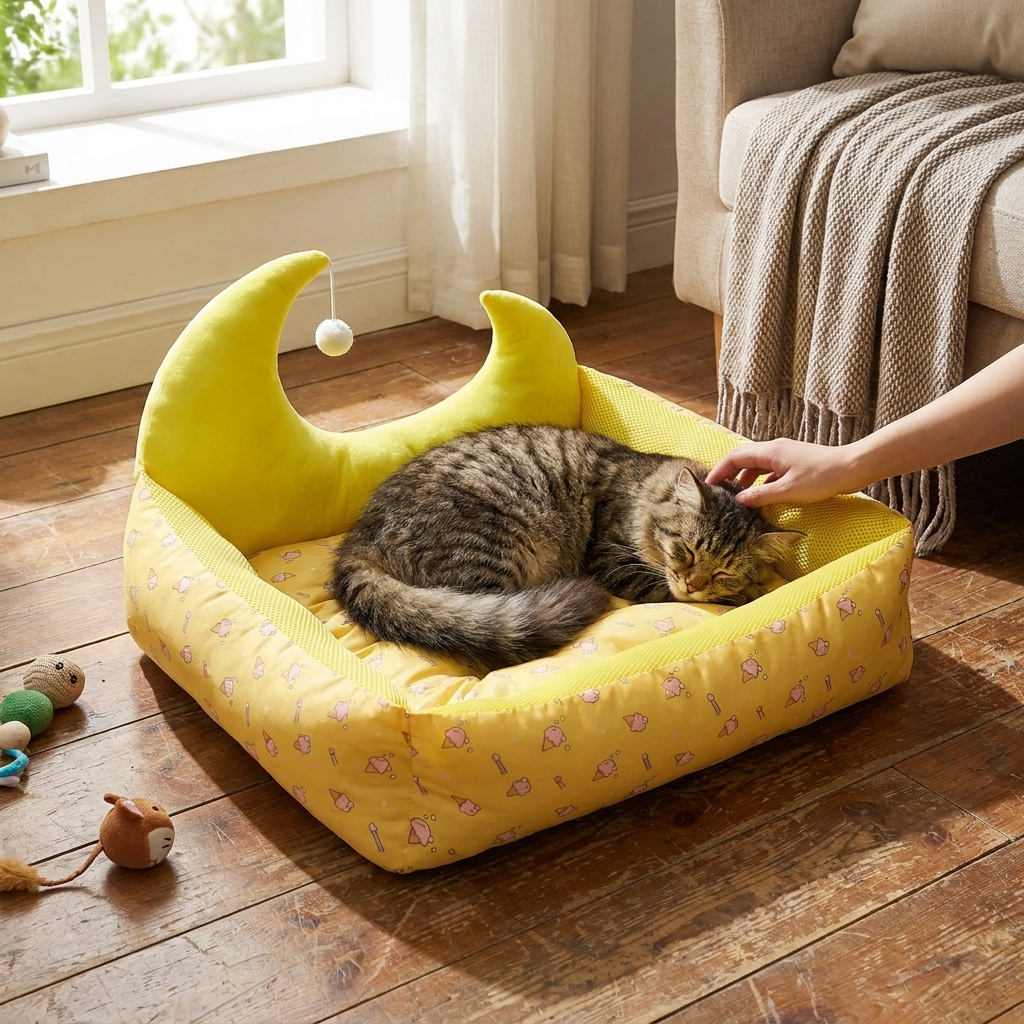 Moon-Shaped Cat Bed