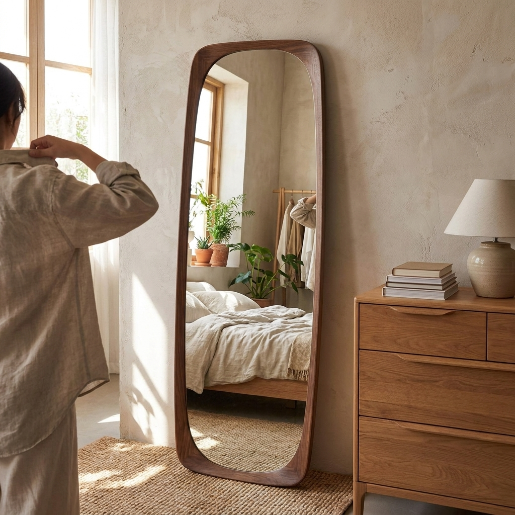 Walnut Full-Length Floor Mirror