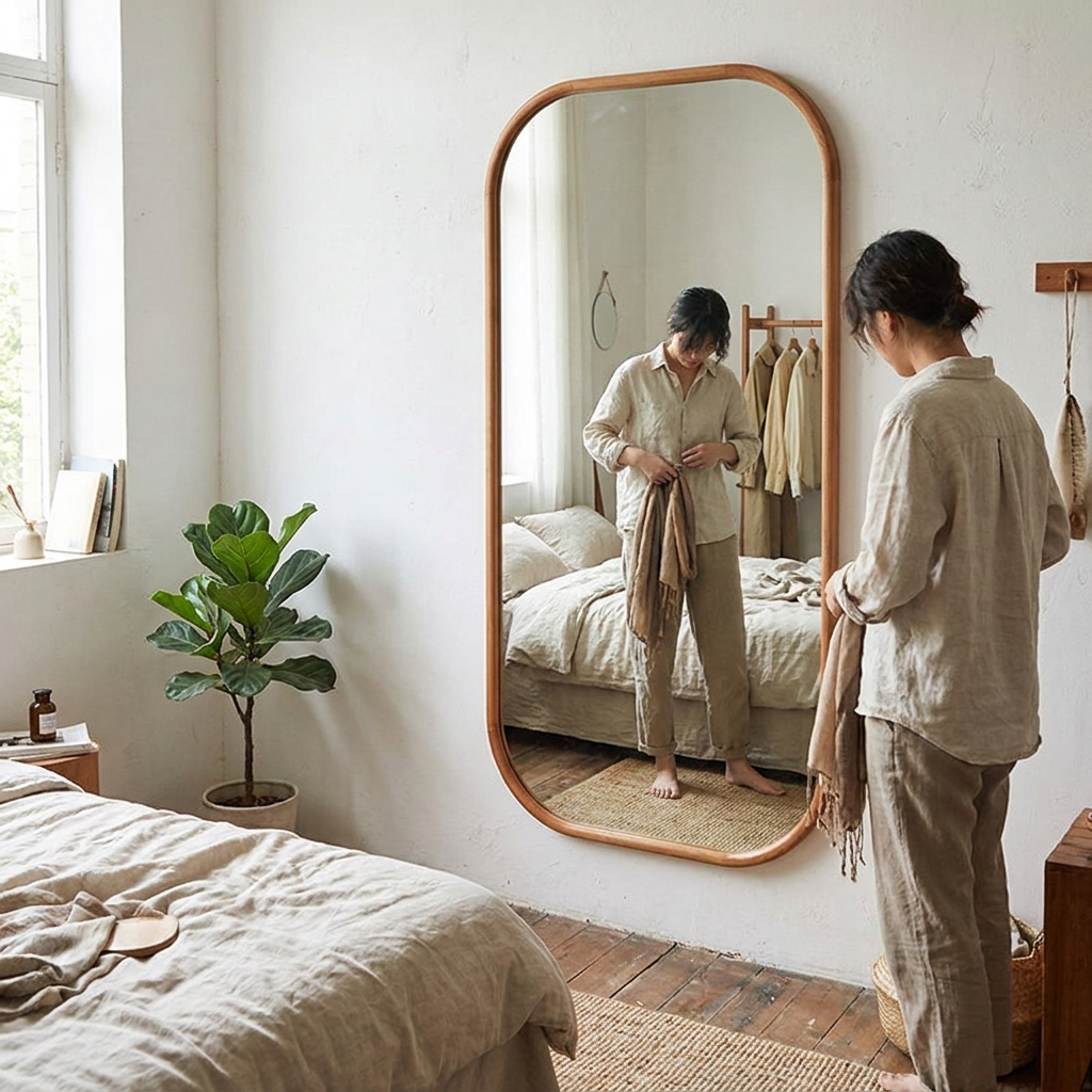 Nordic Oval Wood Mirror