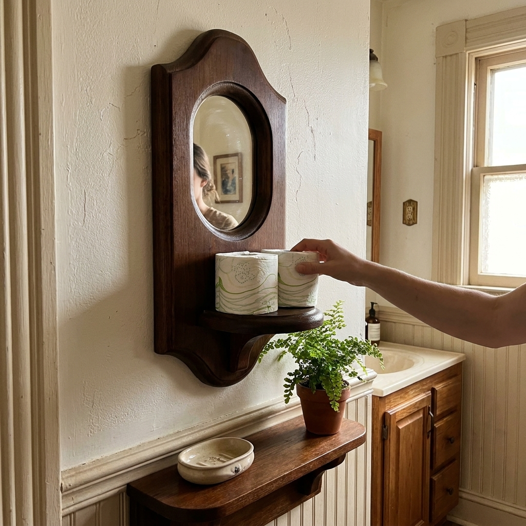 French Wall Mirror with Display Shelf